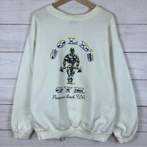 Vintage 90s Gold’s Gym Sweatshirt Pompano Beach Florida Mens XL RARE PRINT